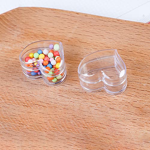 Image of NA TMXAOK 12 Pack Mini Clear Plastic Bead Storage Containers Box Lovely Heart Shape Small Box Earring Travel Organizer Cute Storage Case for Small Items, Pills, Tiny Bead, 1.37 x 0.6inch