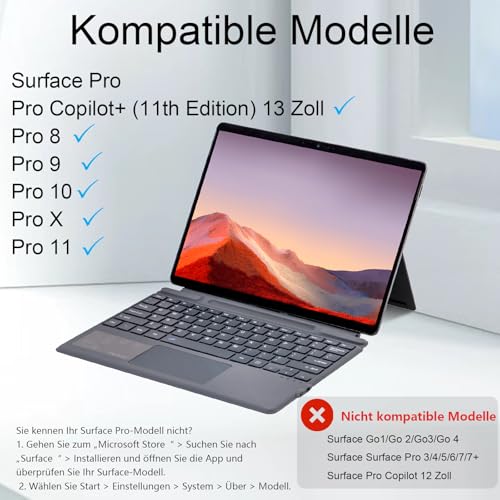 Teclado inalámbrico con trackpad y carga USB para Surface Pro Copilot+ 2