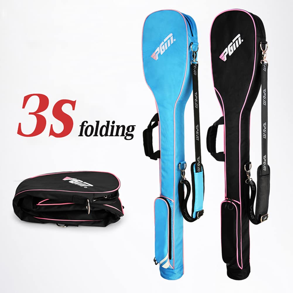 Golfbag Cartbag Reisebag Pencilbag Ultralight Pencil Practice Case, Faltbare Golf Pencil Bag, Schwarz/Blau, Fassungsvermögen 8-9 Schläger (0.8kg)