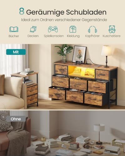 SONGMICS Kommode, Sideboard mit 8 Stoffschubladen, 113,8 x 30 x 68,1 cm – Ansicht 5
