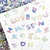 200Pcs Resin English Letter Nail Charms Shiny Alphabet Nail Rhinestones Glow in The Dark Random Candy Color Letter Nail Gems with Aurora Glitter Design Nail Art Accessories for DIY Craft Nail Supplies #2