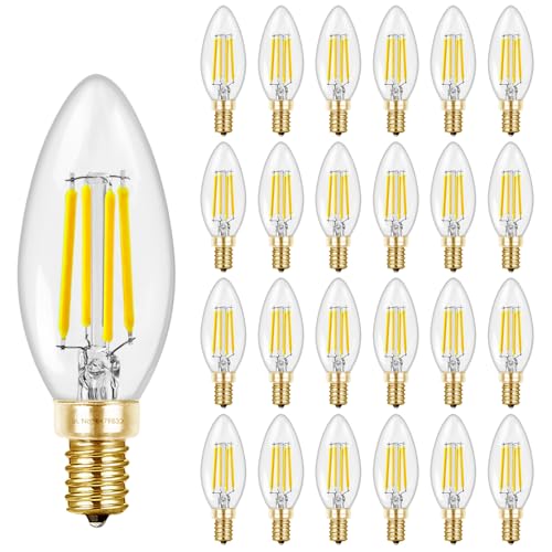 Hizashi Chandelier Light Bulbs 5000K Daylight, E12 Candelabra Light Bulbs 60 Watt Dimmable, B11 Type B LED Candelabra Bulbs, 90+CRI, 6W, 550LM, Candle