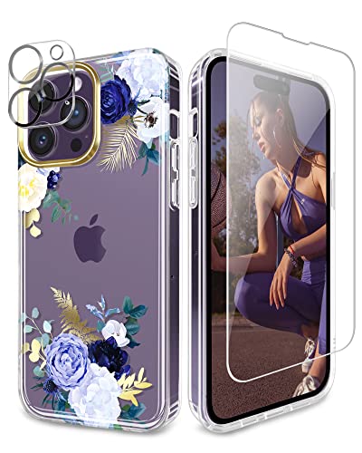JIAXIUFEN Coque iPhone 14 Pro Max Coque TPU Gel Housse Etui Protection Mince Souple Coque pour iPhone 14 Pro Max 2022 6.7 Pouce - Purple Blue Cover