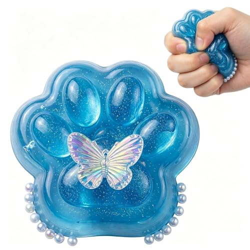 Image of 3PCS Taba Squishy Cat Paw, Taba Squishy for Relaxing Sensory Fidget Pinch Family for Kids Cat Paw Squeeze Cute Beautiful Cat Paw (Blue 3)