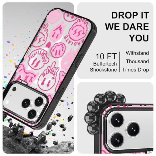 MOSNOVO for iPhone 17 Pro Max Case, Compatible with Magsafe, Shockproof 10ft 4X Military-Grade Drop Protection, Clear Black Magnetic Phone Case for iPhone 17 Pro Max, Pink Dripping Smiles Design by MOSNOVO - Used condition - Image 5