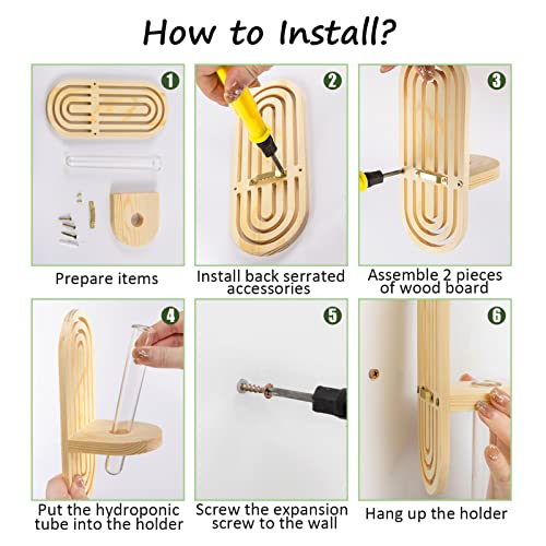 Biubee Plastic Wall Hanging Planter Tubes With Wooden Holders- 4 Set Separate Wall Mounted Propagation Plant Station Stable Hanging Test Tube Vase For Indoor Hydroponics Plants Home Office Decor #TOP3