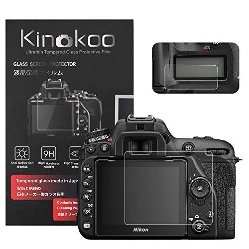 Image of kinokoo Tempered Glass Film for Nikon D7500 Crystal Clear Film Nikon Screen Protector with Top Screen Protectors (2 pack)