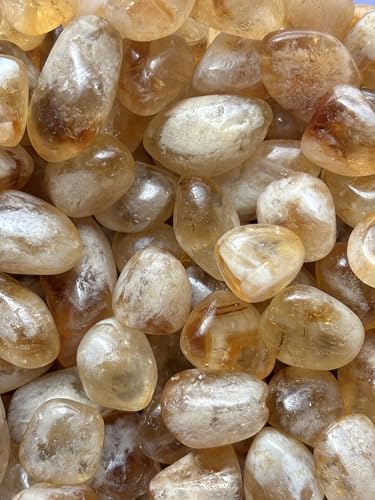 Image of Tumbled Stones, Natural Crystal Healing Stones, Home Office Decor, Aquarium Decorative Pebbles, Vase Fillers (Citrine, 100)