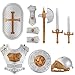 Medieval Knight in Shining Armor Pretend Role Play Plastic Toy Costume Set with Weapons and Accessories Silver
