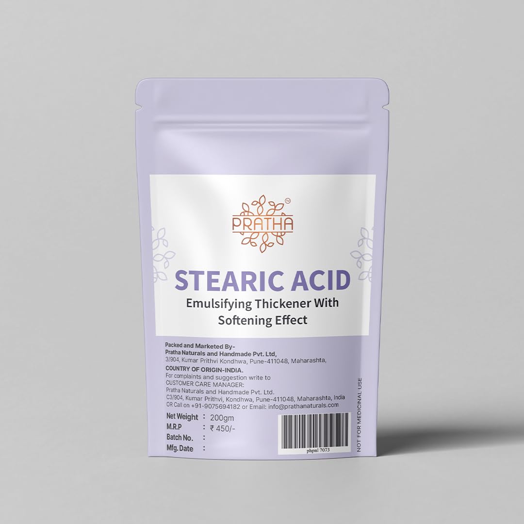 Stearic Acid (200 gm) Emulsifying Thickener with Softening Effect Good For Cosmetics Making, Cleansers, Shampoos, Soap Making, DIY Personal Care