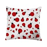 YGGQF Throw Pillow Cover Cute Cartoon Ladybug Home Decor Pillowcase for Sofa 18x18 Inches