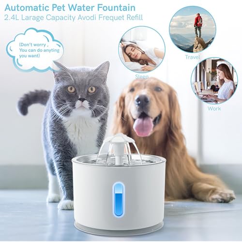 Fuente para gatos 2.4L con acero inoxidable y filtro activado miniatura 3