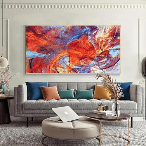 Impression sur toile nuage abstrait rouge bleu pour habiller un grand mur vide de salon
