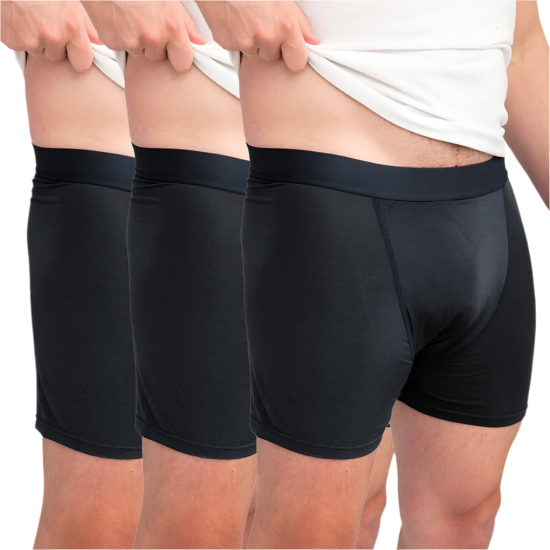 tootles 3.0 Mens Boxer Briefs - Flatulence Filtering Underwear, Black, L