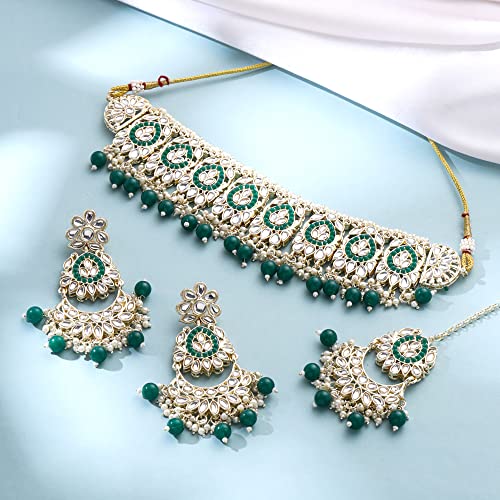 Kundan Beaded Drop Choker Necklace Set, Birthday Gift