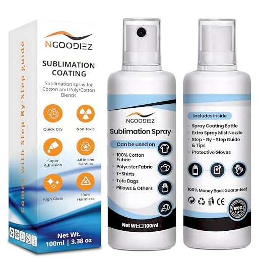 NGOODIEZ Sublimation Coating Spray for All Fabric, Including 100% Cotton, Polyester, T-shirts, Canva Coating Liquid- Quick Dry Formula, High Gloss Finished, 1 Step Process, Super Adhesion, 100ml