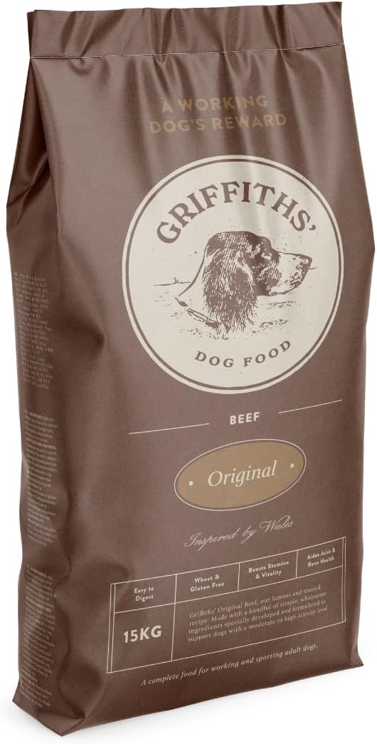 Original Beef Dry Adult Dog Food, Wheat-Free, Natural Recipe with 37% Beef, for Sensitive Skin and Digestion, 15Kg
