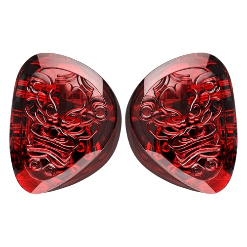 Image of TANGZU Wan'er S.G II Red Lion in Ear Monitor, Gaming IEM Earphones, HiFi Wired Earphones with Silicone Headphone Organizer, Tang Sancai Wide Bore Eartips, Sonic Eartips (Red, Type C with Mic)