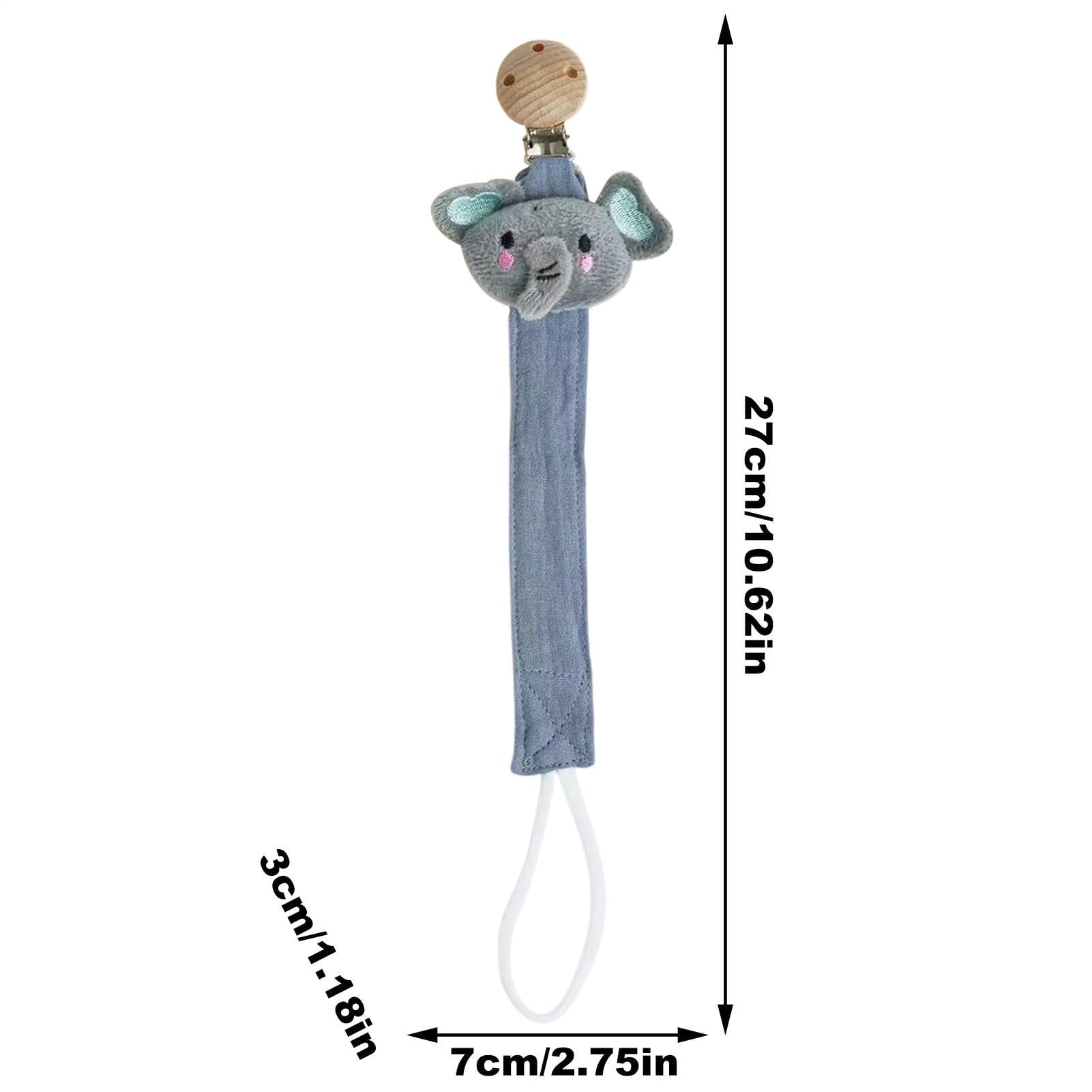 Pacifier Holder - Teething Ring Strap for Pacifiers | Animal Shaped Anti Lost Holder, Soft Silicone, Teether and Hiccup Towel Clip Holders 27x7x3cm/10.63x2.76x1.18 Inches — view 5