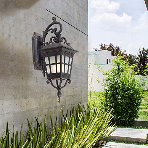 Lumière murale extérieur rétro lampe murale décorative en verre dépoli E27 - 4