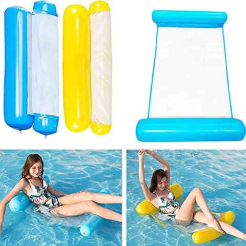 Inflatable Hammock,Liuer 2PCS Swimming Pool Lounger Float Hammock Air Lightweight Floating Chair Bed Raft Recliner and Portable Swimming Pool Beach Hot Tub Mat Toys for Kids Adults Cover