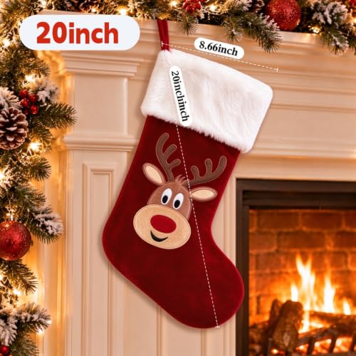 20 Eteramus Embroidered Reindeer Velvet Christmas Stocking w/ White Plush Cuff (Red) 4.95 + Free Shipping w/ P + 50% Off Code S7EMHRB2 - image 2