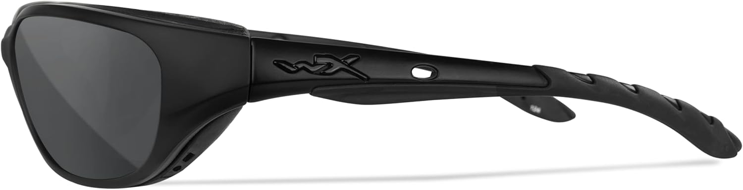 Wiley X Airrage Sunglasses, ANSI Z87 Safety Glasses for Men and Women, UV Eye Protection for Shooting, Fishing, Biking, and Extreme Sports, Black Frames, Smoke Grey Tinted Lenses