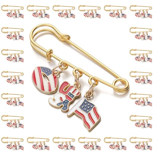 Broche drapeau américain 4 juillet en zinc pour costume homme et robe femme