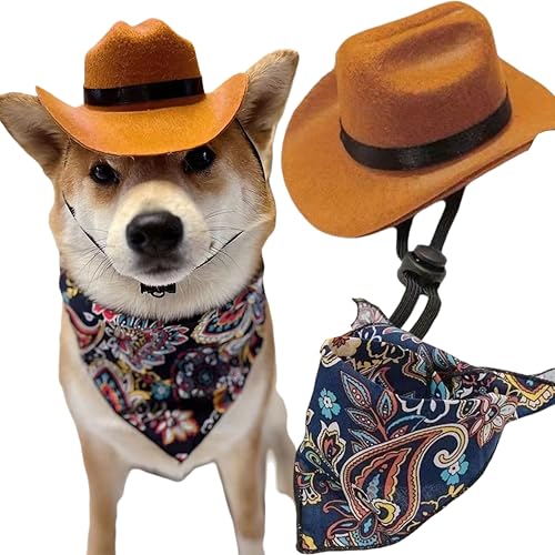 Disfraz de Vaquero para Perros y Gatos, Talla M, Marrón
