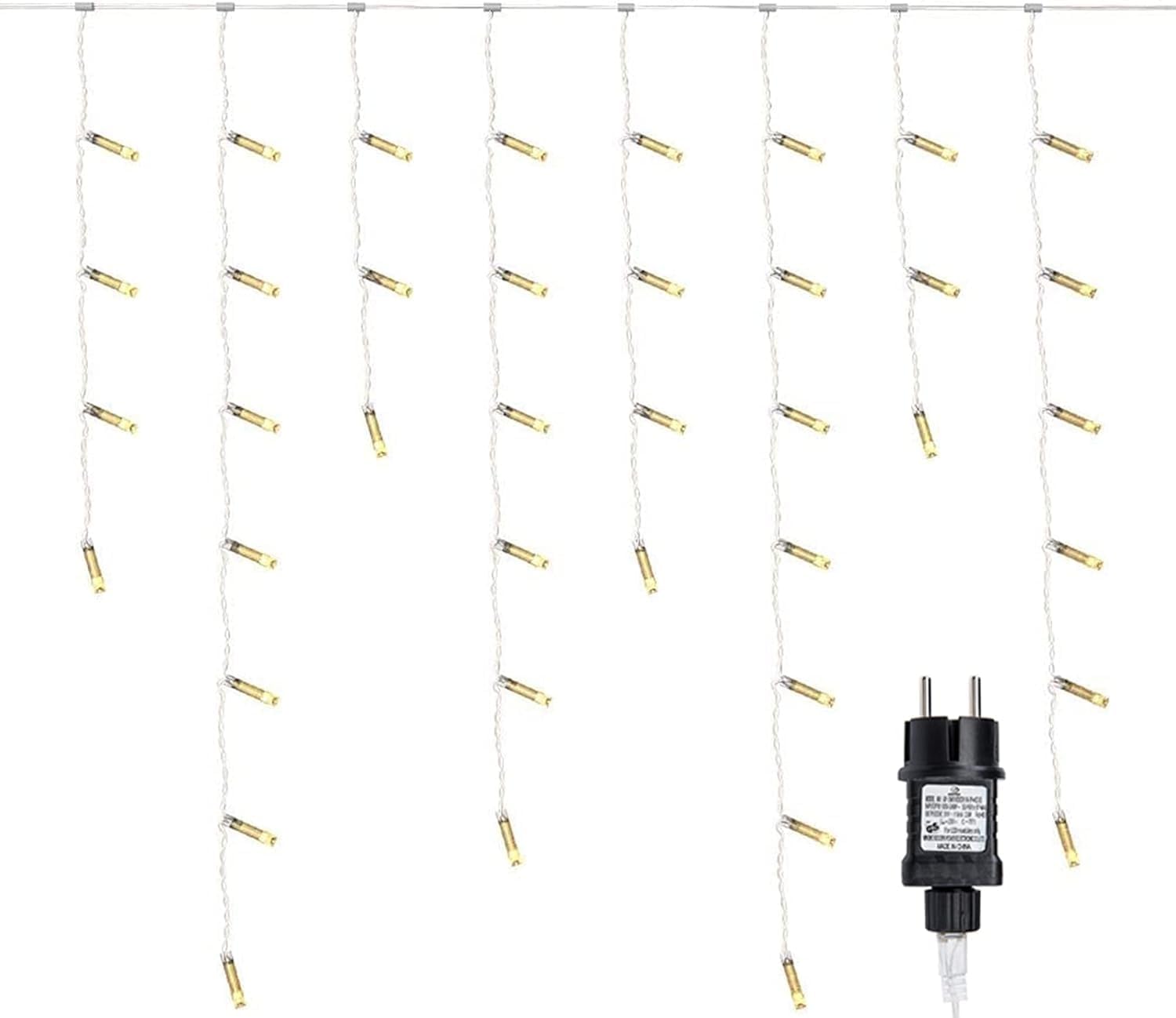 Gresonic LED 10m+10m lang Eisregen Lichterkette Lichtervorhang Eiszapfen Außen Innen Deko Strombetrieben[Energieklasse A+] (Fernbedienung mit 1800-3800k Dimmen 9 Modi, 600LED 10m)