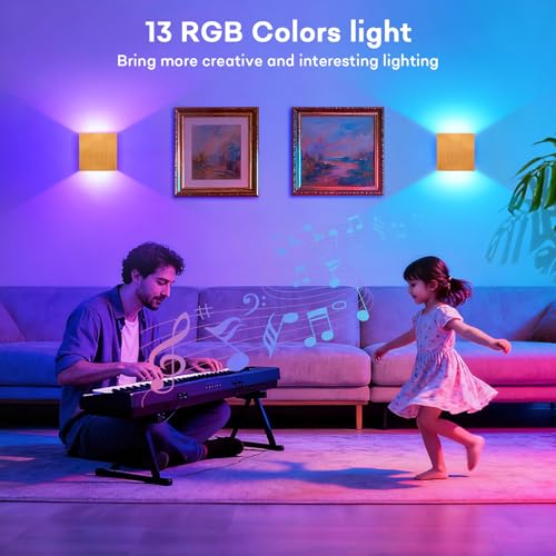 Lightess Wandleuchte Akku mit Fernbedienung Wandlampe Batterie Innen LED Dimmbare Touch Control Up Down Wandleuchte Ohne Stromanschluss 16 Farben USB Ladung 2 Stück für Schlafzimmer Wohnzimmer Gold