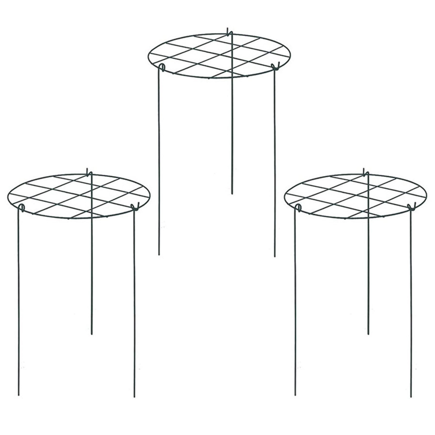Uanqfegy Peony Cages and Supports, 3PCS Iron Grow Through Plant Supports with 3 Legs, for Rose, Tomato, Orchids, Vines/14x18