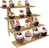 Etagere 4 Etagen aus Holz, Etagere Holz Dessertständer Cupcake-Ständer Kuchenständer Servierständer für Kuchen Cupcake Brunch Buffet Muffin, Etagere Rechteckig, Tortenständer Servierplatte