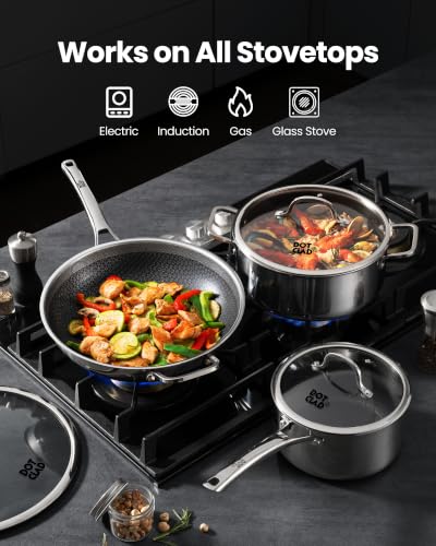 Image of 20-Piece Hybrid Stainless Steel Cookware Set, Non Stick Pots and Pans