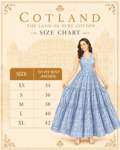 Image of COTLAND Fashions Breathable Cotton Printed A-Line Midi Dress for Women