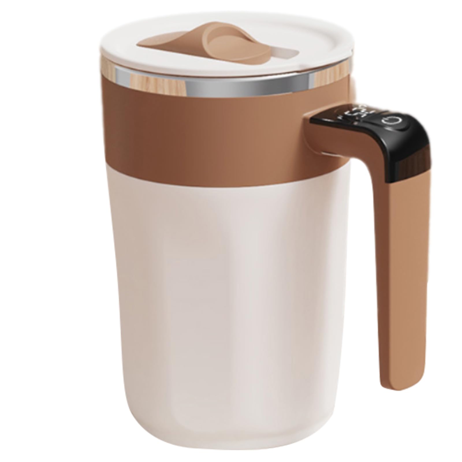 MICFENY Automatic Stirring Mug LED Temperature Display Rechargeable Rotating Magnetic Coffee Mixing Cup for Home Use