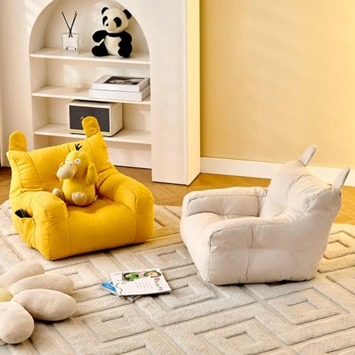 Image of Kids Bean Bag Chair Soft Cartoon Cute Floor Chair for Bedroom Dorm Apartment Yellow|Kids Bean Bag Chair Soft Latex Children Sofa Seat Reading Recliner Chair for Bedroom Playroom