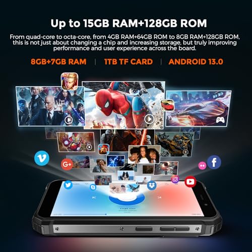 Image of FOSSIBOT F101 Pro Rugged CallPhone Unlocked,15+128GB /1TB Storage Waterproof Phone,4G Dual SIM OTG Octa-core Smartphone,18W10600mAh 123dB Loud Volume Phone 5.45 inch 24MP+8MP Camera (Orange)