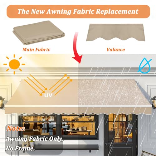 Toile de rechange pour auvent rétractable 3,7x2m sable polyester imperméable