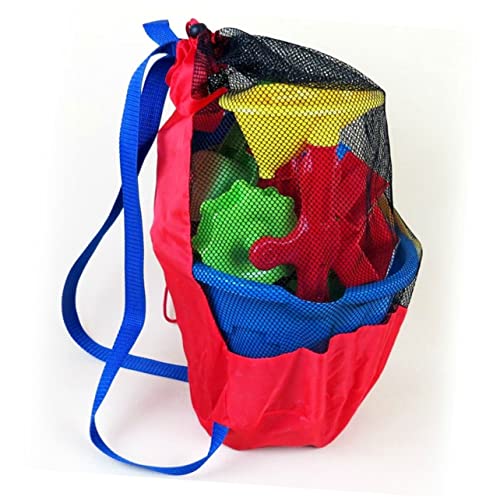 1pc Large Capacity Mesh Beach Bag for Portable Storage for Snacks and Books Shoulder Strap for Beach Outings Red