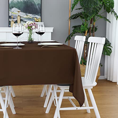 Image of FOLINS&HOME Brown Rectangle Tablecloth 60 x 120 Inch Waterproof Table Cloth