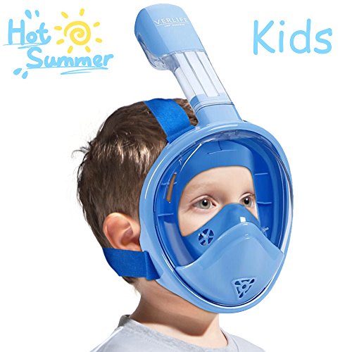 VERLIFE Snorkel Mask Full Face 180° Panoramic View with Anti-Fog Anti-Leak Design, 2018 Newest Generation Ultra-Wide Upgraded Free Breathing GoPro Compatible Snorkeling Mask for Adults and Kids