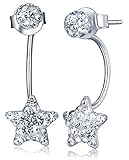 Infinite U Women's Front Back Twinkling Crystal Star Earrings Jacket in 925 Sterling Silver