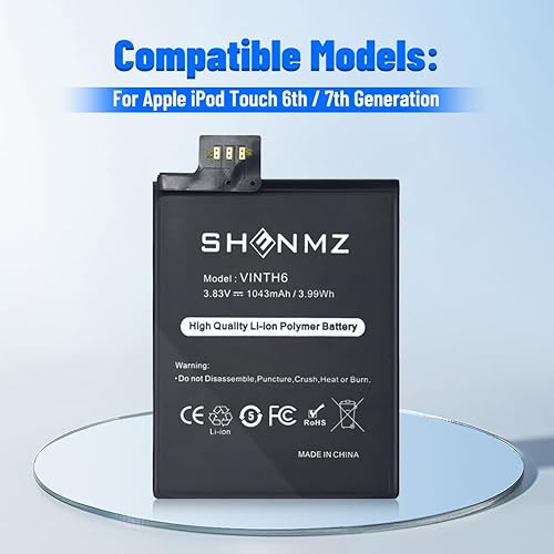 Miniatura 6 de SHENMZ Batería A1641, [actualizada] 1043mAh de alta capacidad nueva 0 ciclo de repuesto para Apple iPod Touch 6ª generación 16 GB 32 GB 64 GB A1574,