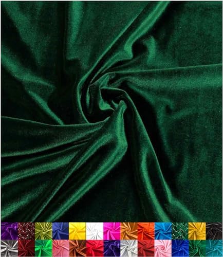 Barcelonetta | Stretch Velvet Fabric | Luxury & Soft | Velvet Fabric | 60" Wide Roll | 10% Spandex | Sewing, Apparel, Upholstery (Hunter Green, 1 Yard)