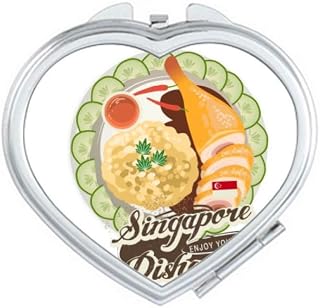 Singapore Hainanese Chicken Rice Mirror Travel Magnification Portable Handheld Pocket Makeup