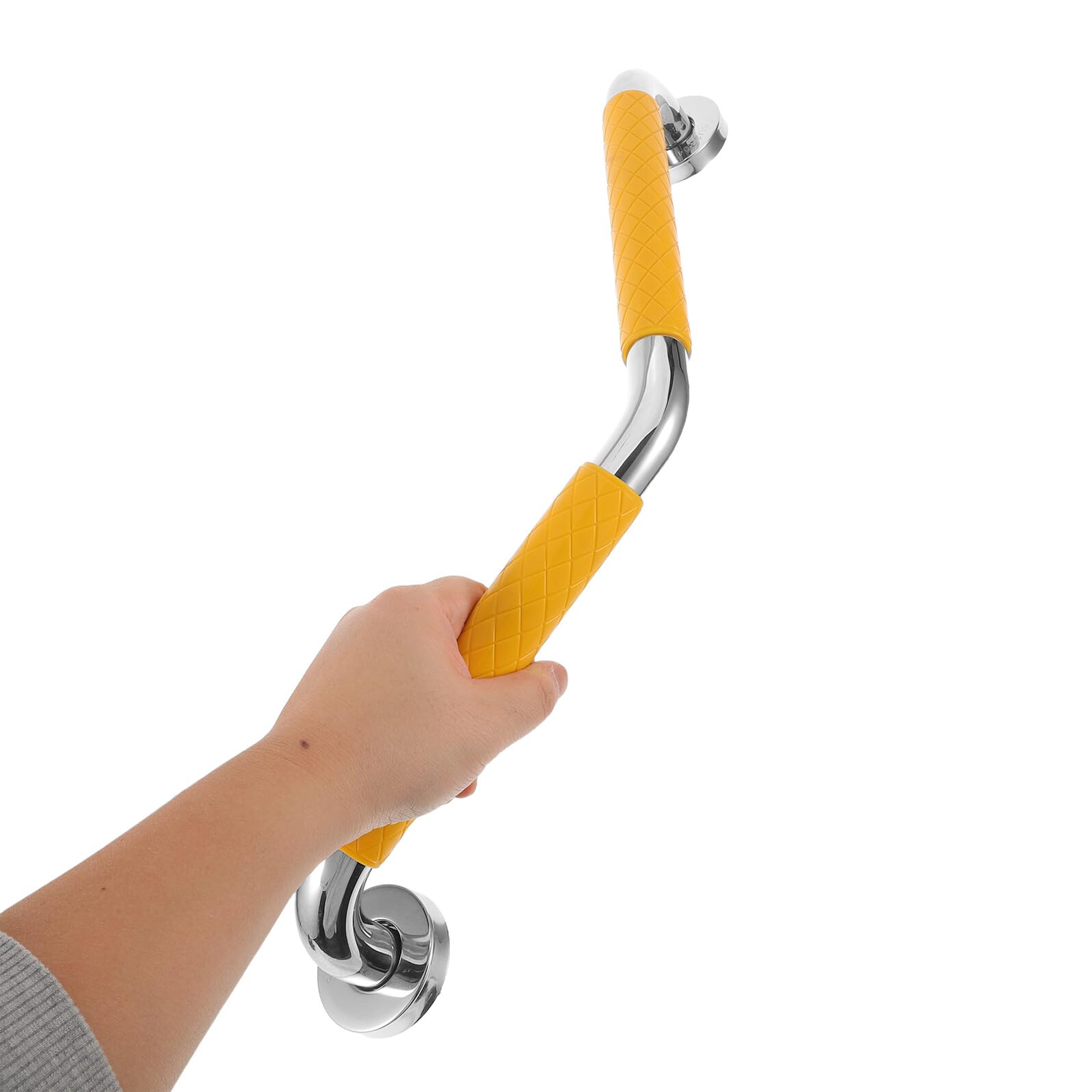 Barra de Apoyo para Baño de Acero Inoxidable con Recubrimiento Antideslizante de Silicona Amarilla Pasamanos Seguro para Personas Mayores Movilidad Reducida Instalación Rápida y