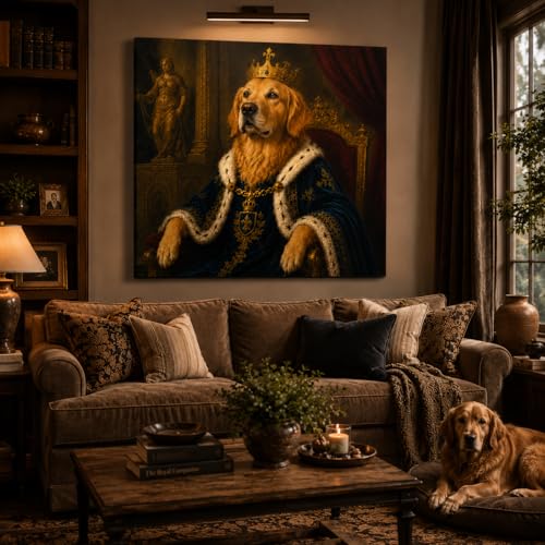 VYPEROCK Golden Retriever King Canvas Wall Art, Royal Dog Portrait for Dog Lovers, Vintage Renaissance Pet Painting, Elegant Old Money Home Decor, Ready to Hang Canvas Gift, 10" L x 8" W — view 2