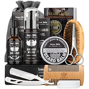 Comfy Mate Bartpflege Set für Männer mit Bartöl, Bartschneider, Schnurrbart Balsam, Bartbürste, Bartshampoo, Schnurrbart & Kamm, Herrengeschenke zu Weihnachten – Väter Geschenke für ihn Papa Freunde
