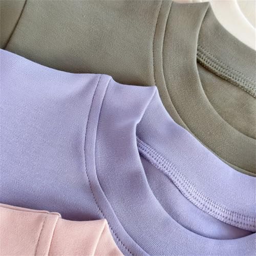 Toddler Short Sleeve Solid Shirt for Girls,Cotton Soft Uniform Shirts for Boys & Girls,Summer Baby Crewneck Casual Cute Tops3